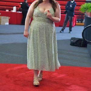 Sage Green Sequin Midi Dress ASOS Curve